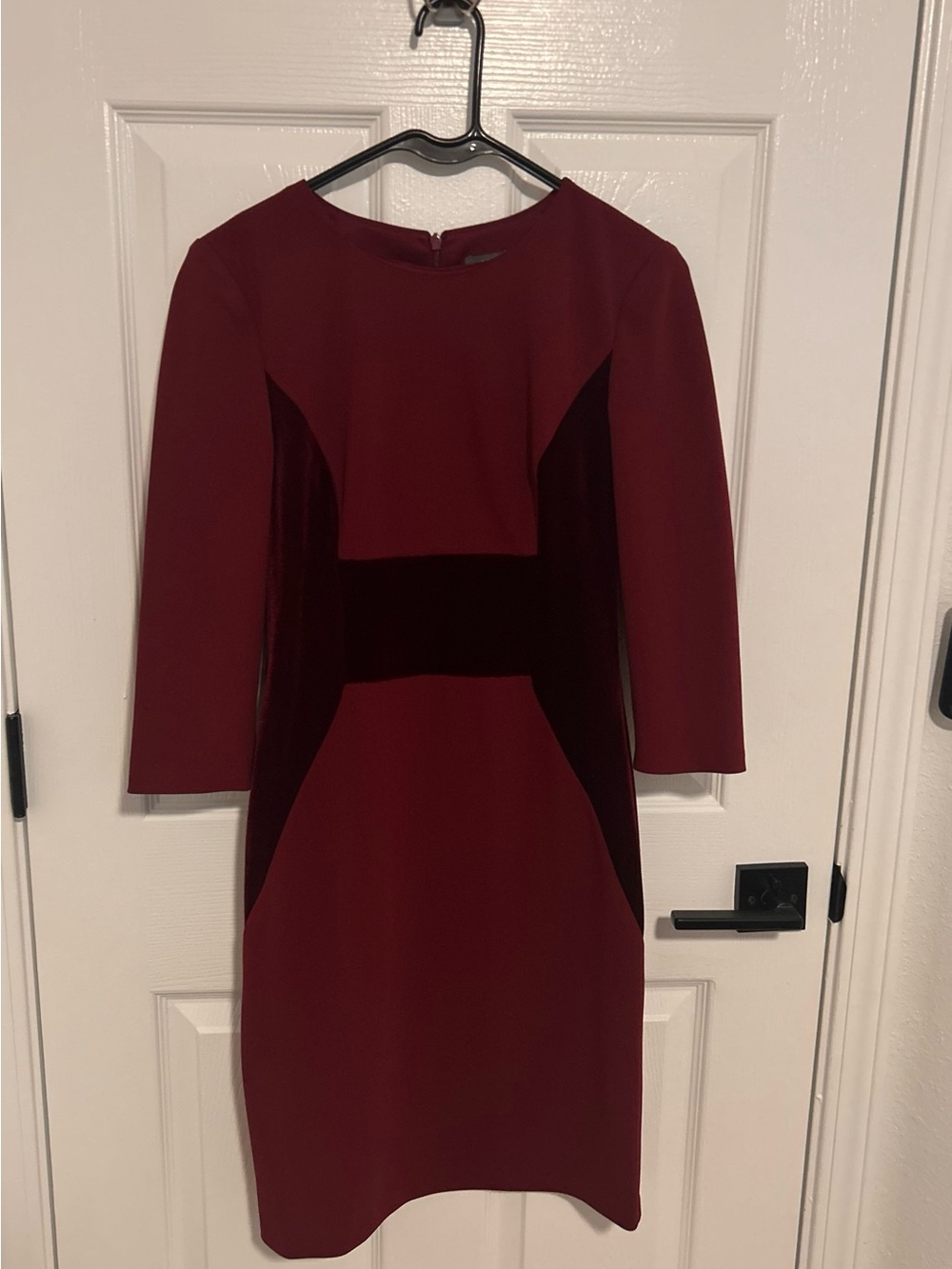 Vince Camuto Two Tone Velvet Detail Sheath Dress